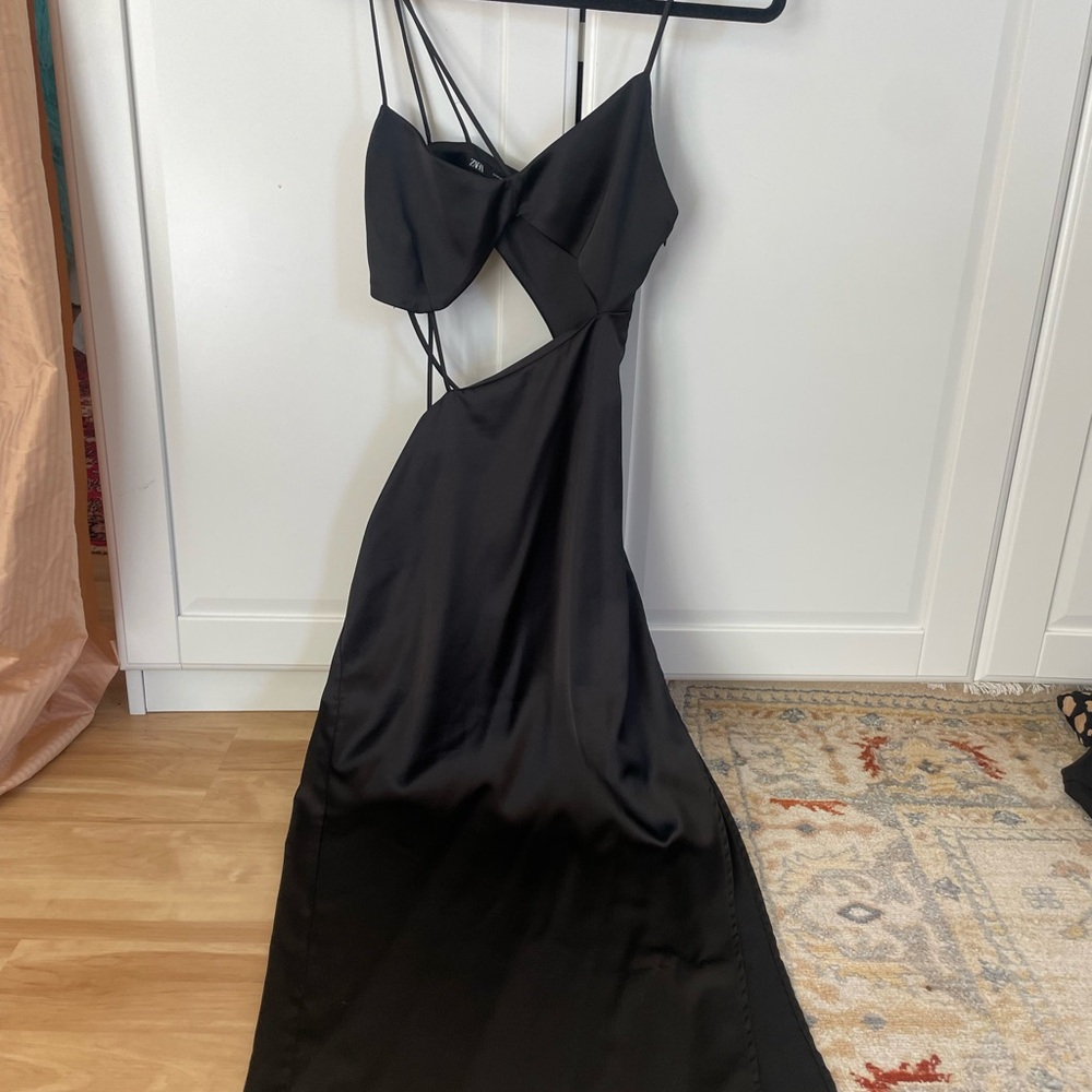 Zara Black Backless Strappy Dress